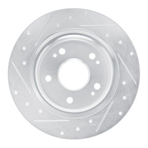 Acura Integra Brake Rotor (1) - Rear Right - R1 Concepts - Drilled & Slotted - Silver - `22-`25